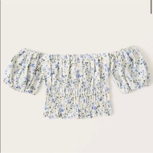 Abercrombie floral off-the-shoulder puff sleeve top - Size Small